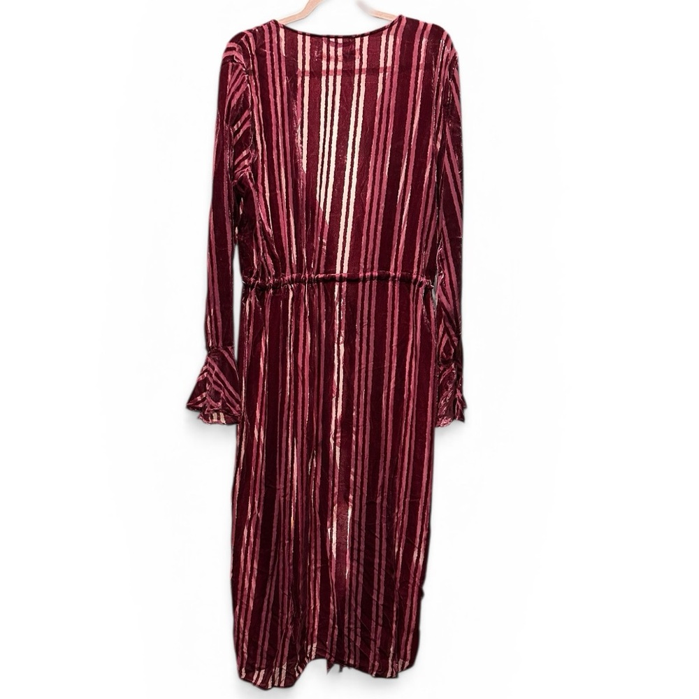 Free People Dolly Duster, Velvet, Midi Length, Robe, Burgundy, Striped, XL, NWT - Picture 5 of 7